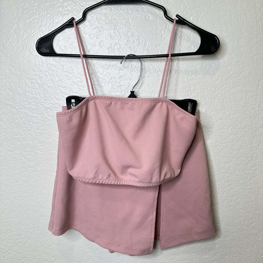 Pink Two Piece Cami Crop Top and Skort Set - XS
